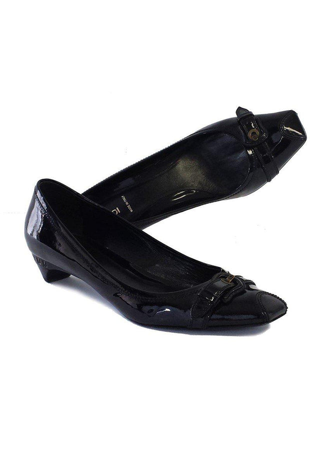 Current Boutique-Fendi - Black Patent Leather Kitten Heels Sz 10.5