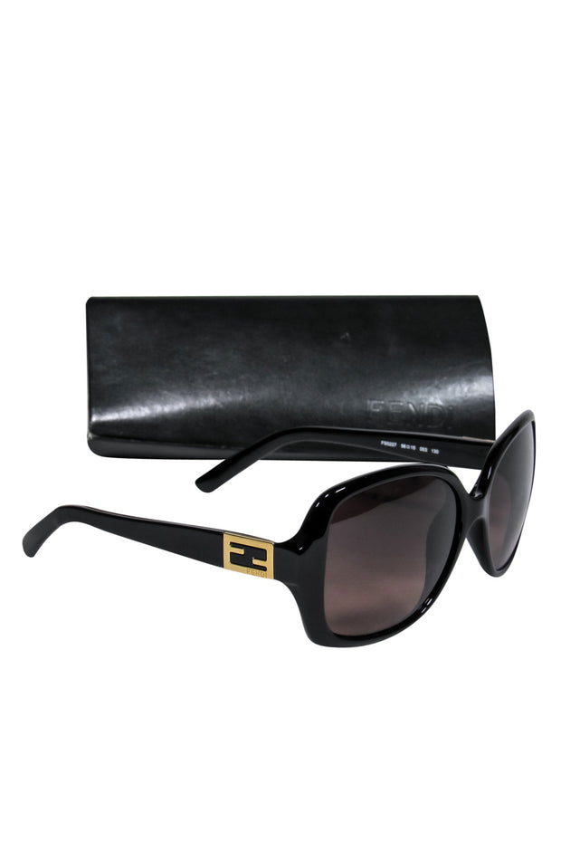 Fendi - Black Rounded Oval Oversized Sunglasses – Current Boutique