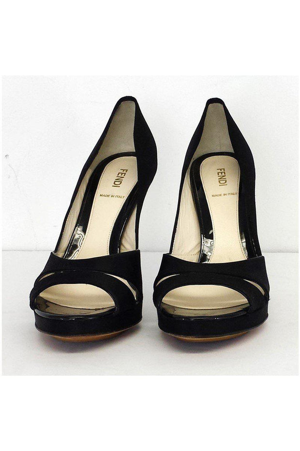 Current Boutique-Fendi - Black Satin Heels Sz 8.5