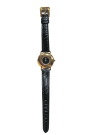 Current Boutique-Fendi - Black Snakeskin Embossed Leather Watch w/ Gold Trim