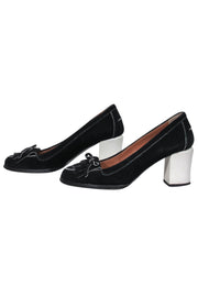 Current Boutique-Fendi - Black Suede Loafer-Style Block Heels Sz 8