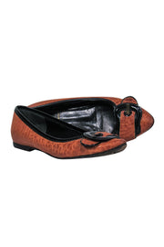 Current Boutique-Fendi - Brown Textured Leather Buckle Flats Sz 7.5