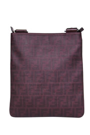 Current Boutique-Fendi - Burgundy Leather Monogram Print Rectangle Crossbody