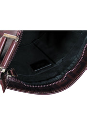 Current Boutique-Fendi - Burgundy Leather Monogram Print Rectangle Crossbody