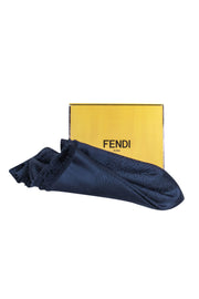 Current Boutique-Fendi - Navy Blue Logo Silk & Wool Shawl