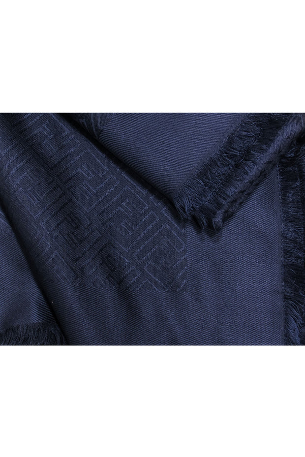 Current Boutique-Fendi - Navy Blue Logo Silk & Wool Shawl