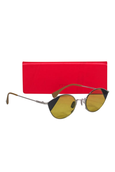 Current Boutique-Fendi - Silver Cat Eye Sunglasses w/ Yellow Lenses