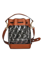 Current Boutique-Fendi - Transparent Logo Convertible Bucket Crossbody w/ Brown Leather Trim