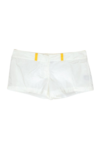 Current Boutique-Fendi - White Low Rise Nylon Shorts w/ Yellow Belt Loops Sz 8