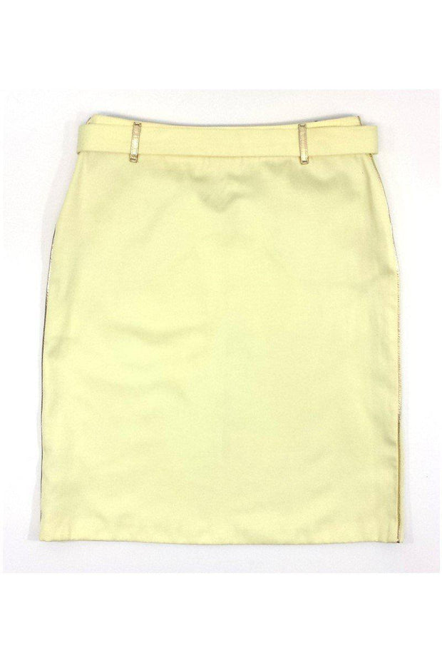 Current Boutique-Fendi - Yellow Cotton Blend Skirt w/ Gold Buckle & Trim Sz 12