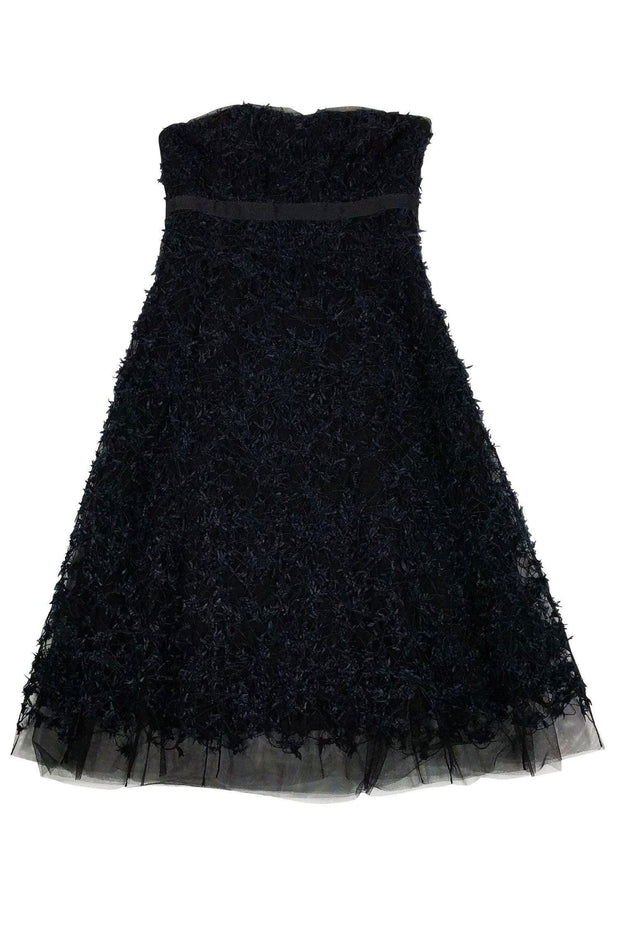 Current Boutique-Feraud - Black & Navy Textured Strapless Dress Sz 6
