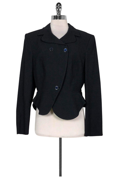 Current Boutique-Feraud - Navy Waffle Textured Fitted Blazer Sz 12