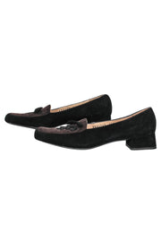 Current Boutique-Ferragamo - Black & Brown Suede Loafers Sz 6.5