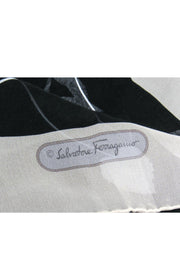 Current Boutique-Ferragamo - Black & Cream Floral Silk Scarf