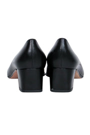 Current Boutique-Ferragamo - Black Leather Block Heel Pumps w/ Patent Leather Cap Toe Sz 7.5