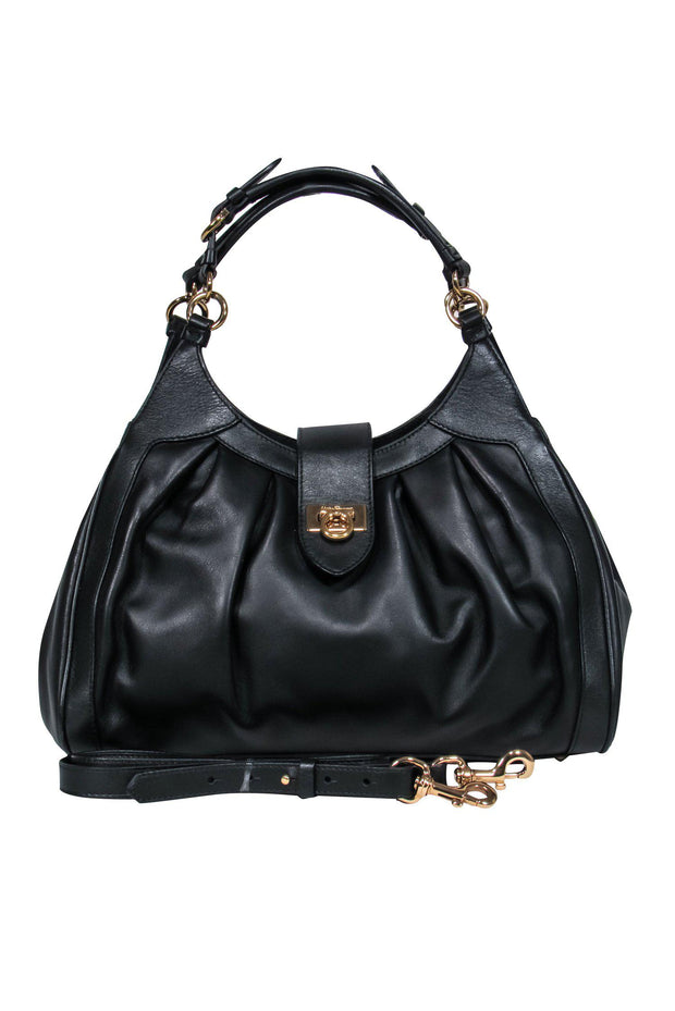 Current Boutique-Ferragamo - Black Leather Convertible Shoulder Bag
