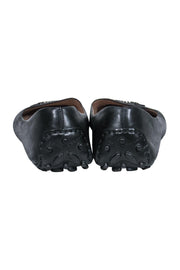 Current Boutique-Ferragamo - Black Leather Flats w/ Silver Horsebit Sz 8