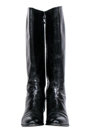 Current Boutique-Ferragamo - Black Leather Riding Boots Sz 8.5