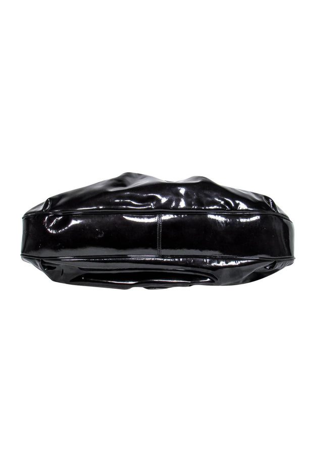 Current Boutique-Ferragamo - Black Patent Leather Hobo Bag w/ Dark Silver Hardware