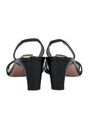 Current Boutique-Ferragamo - Black Patent Leather Strappy Kitten Heels Sz 8