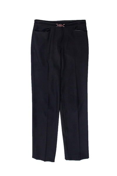 Current Boutique-Ferragamo - Black Pleated Trousers Sz 4