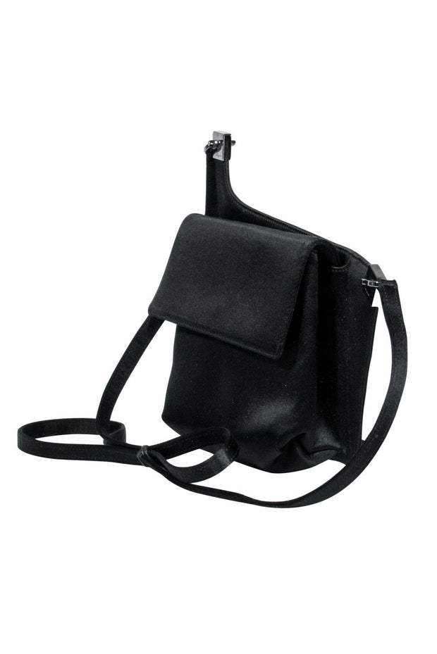 Current Boutique-Ferragamo - Black Satin Geometric Crossbody Bag