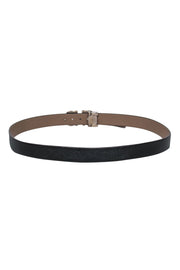 Current Boutique-Ferragamo - Black Smooth Leather Belt w/ Logo Buckle