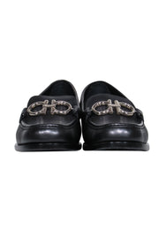 Current Boutique-Ferragamo - Black Square Toe Loafers w/ Silver-Toned Hardware Sz 8