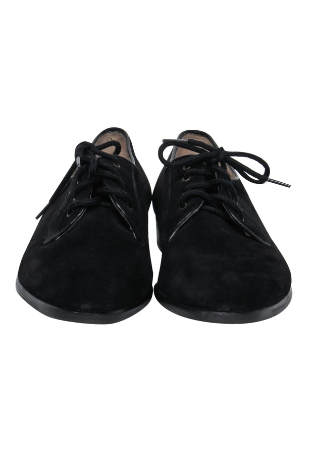 Current Boutique-Ferragamo - Black Suede Lace-Up Loafers Sz 8.5