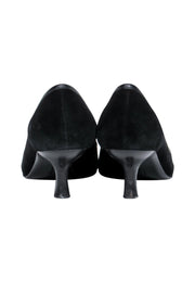 Current Boutique-Ferragamo - Black Suede Pointed Toe Kitten Keels w/ Buckle Detail Sz 6.5