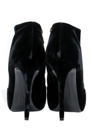 Current Boutique-Ferragamo – Black Suede Stiletto Heel w/ Tortoise Bow Booties Sz 7.5