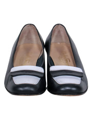 Current Boutique-Ferragamo - Black & White Block Heeled Loafers Sz 7.5