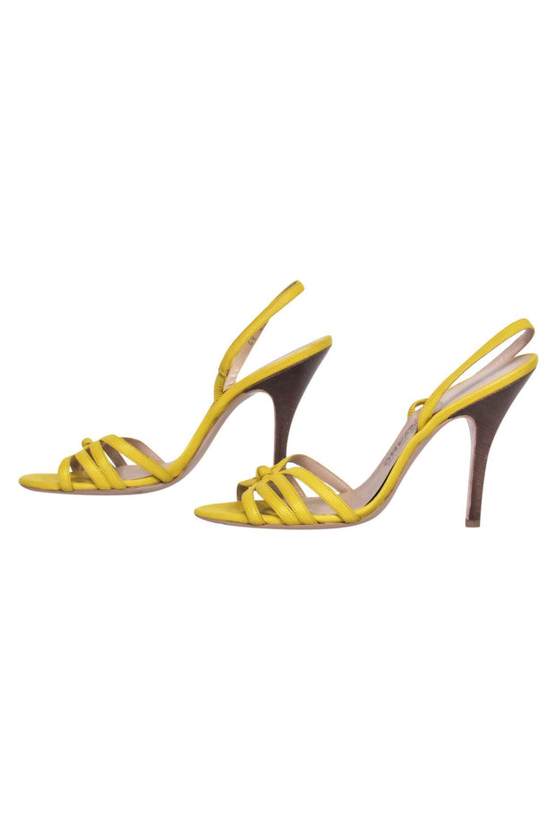 Current Boutique-Ferragamo - Bright Yellow Strappy Slingback Pumps Sz 7