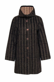 Current Boutique-Ferragamo - Brown Coat w/ Gold Metallic Embroidery & Rose Gold Logo Buttons Sz 4