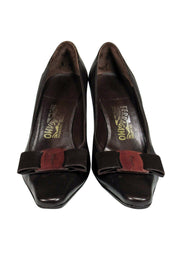 Current Boutique-Ferragamo - Brown Leather Square Toe Heels Sz 9