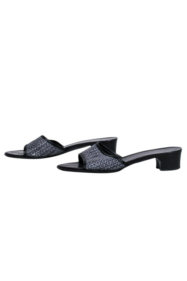 Current Boutique-Ferragamo - Dark Gray & Black Woven Slide Sandals Sz 8.5
