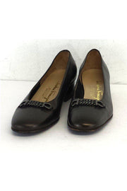 Current Boutique-Ferragamo - Dark Grey Leather Low Heels Sz 5