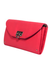 Current Boutique-Ferragamo - Flamingo Pink Leather Wallet w/ Signature Gancini