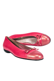 Current Boutique-Ferragamo - Iridescent Pink Leather Ballet Flats w/ Bow Sz 10