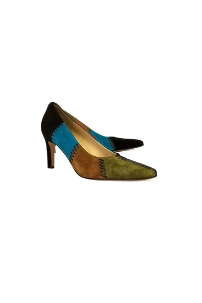 Current Boutique-Ferragamo - Multicolor Stitched Heels Sz 8.5