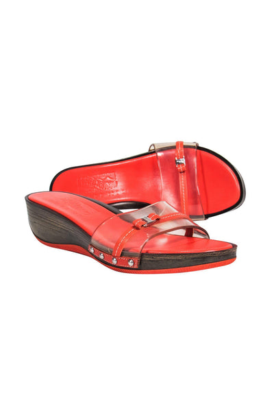 Current Boutique-Ferragamo - Orange Wedge Sandals Sz 8