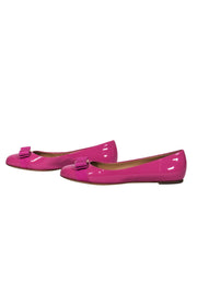Current Boutique-Ferragamo - Pink Patent Leather "Varina" Ballet Flats w/ Bow Sz 8