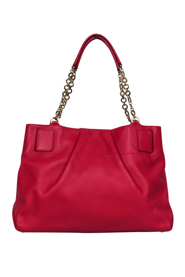 Current Boutique-Ferragamo - Red Leather Large Chain Handle Tote