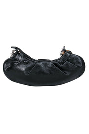 Current Boutique-Ferragamo - Small Black Textured Leather Baguette w/ Chain Strap