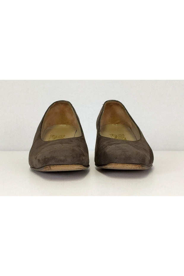 Current Boutique-Ferragamo - Taupe Textured Heels Sz 7.5