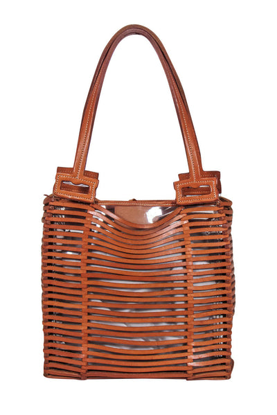 Current Boutique-Ferragamo - Vintage Brown Leather Open-Weave Bag