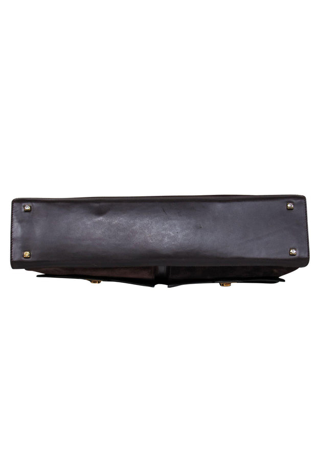 Current Boutique-Ferragamo - Vintage Brown Suede Rectangular Handbag w/ Pockets