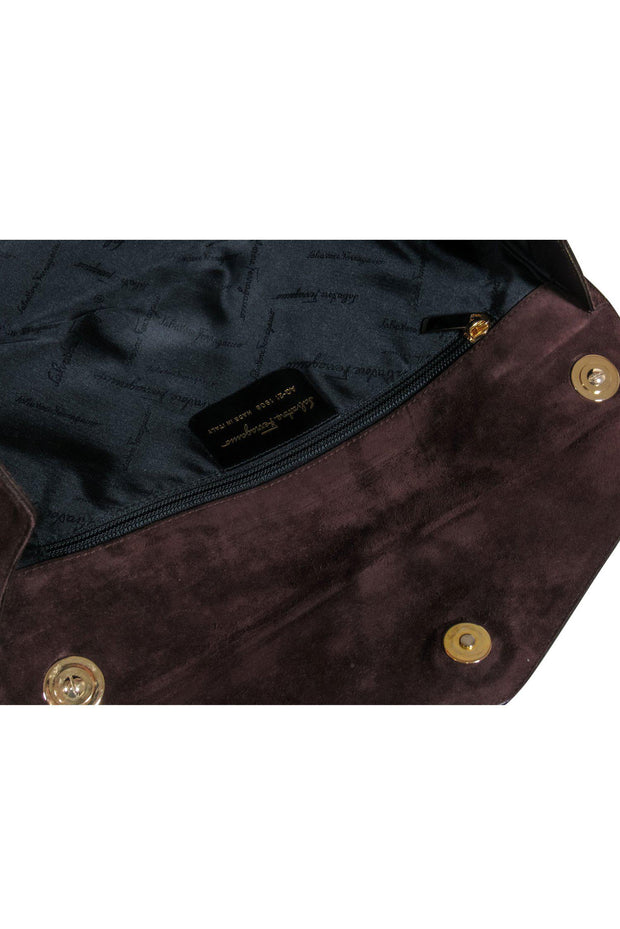 Current Boutique-Ferragamo - Vintage Brown Suede Rectangular Handbag w/ Pockets