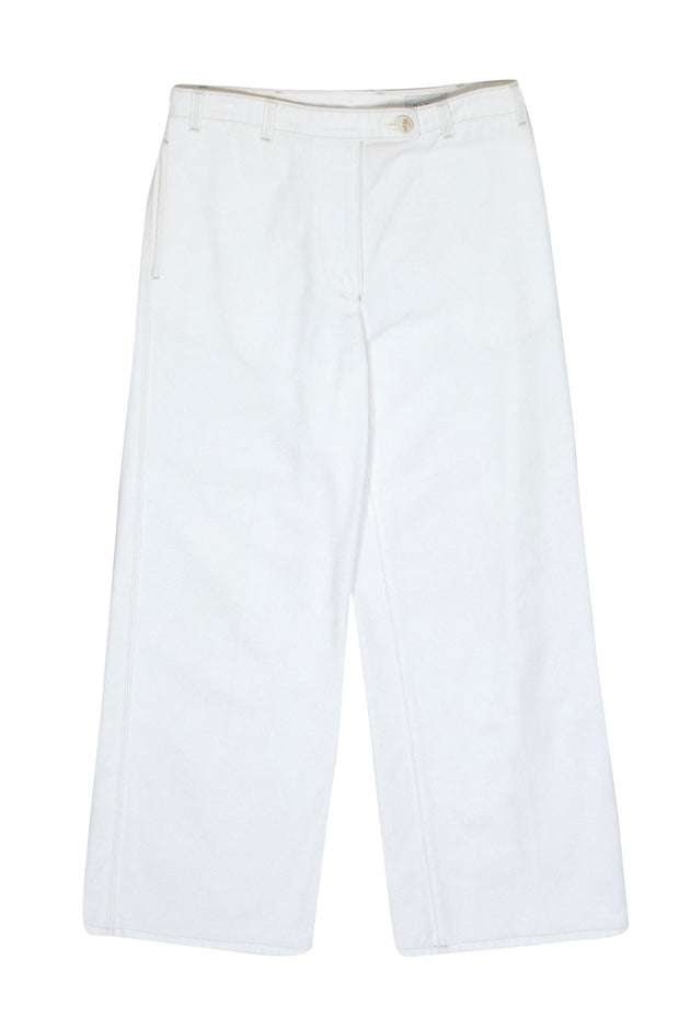 Current Boutique-Ferragamo - White High Rise Cropped Wide Leg Jeans Sz 6