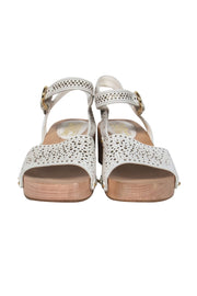 Current Boutique-Ferragamo - White Leather Clog Style Sandals w/ Golden Stars Sz 8